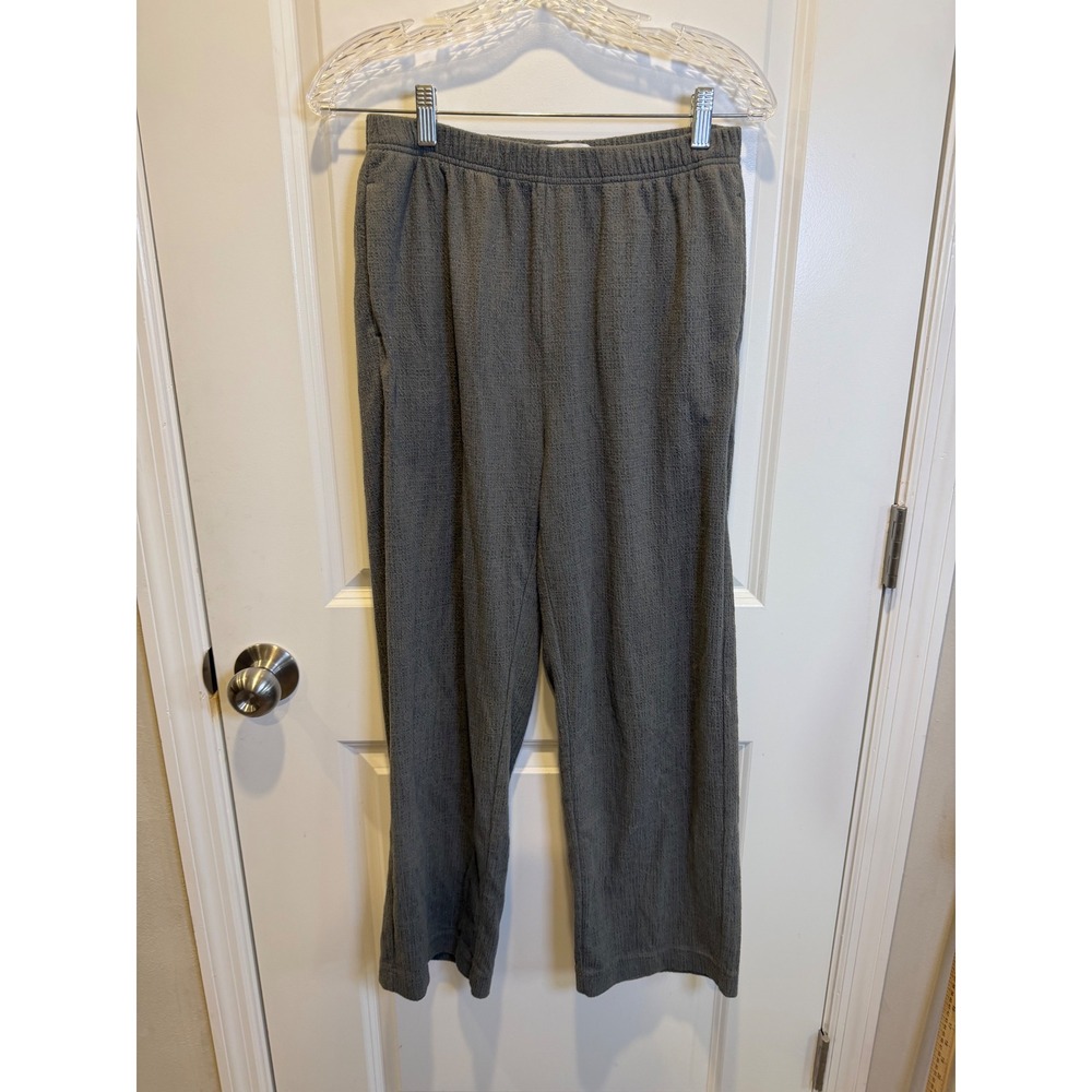 OAK FORT Women Knit Textured Elastic Waist Pockets Grey Pants‎ S